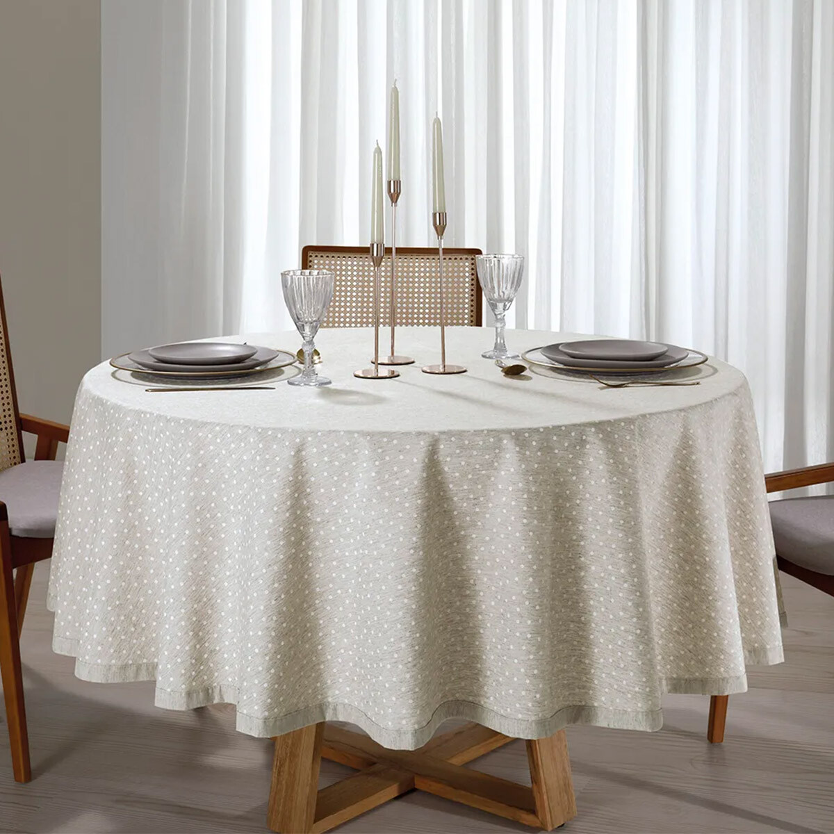 Mantel Redondo Lino Clean Dohler 200 cm - LUNARES 