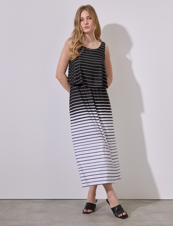 Vestido Maxi Print NEGRO/BLANCO