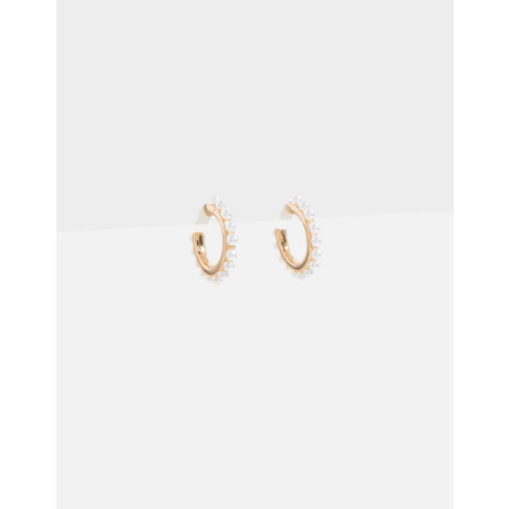 Argollas Con Perlitas Dorado