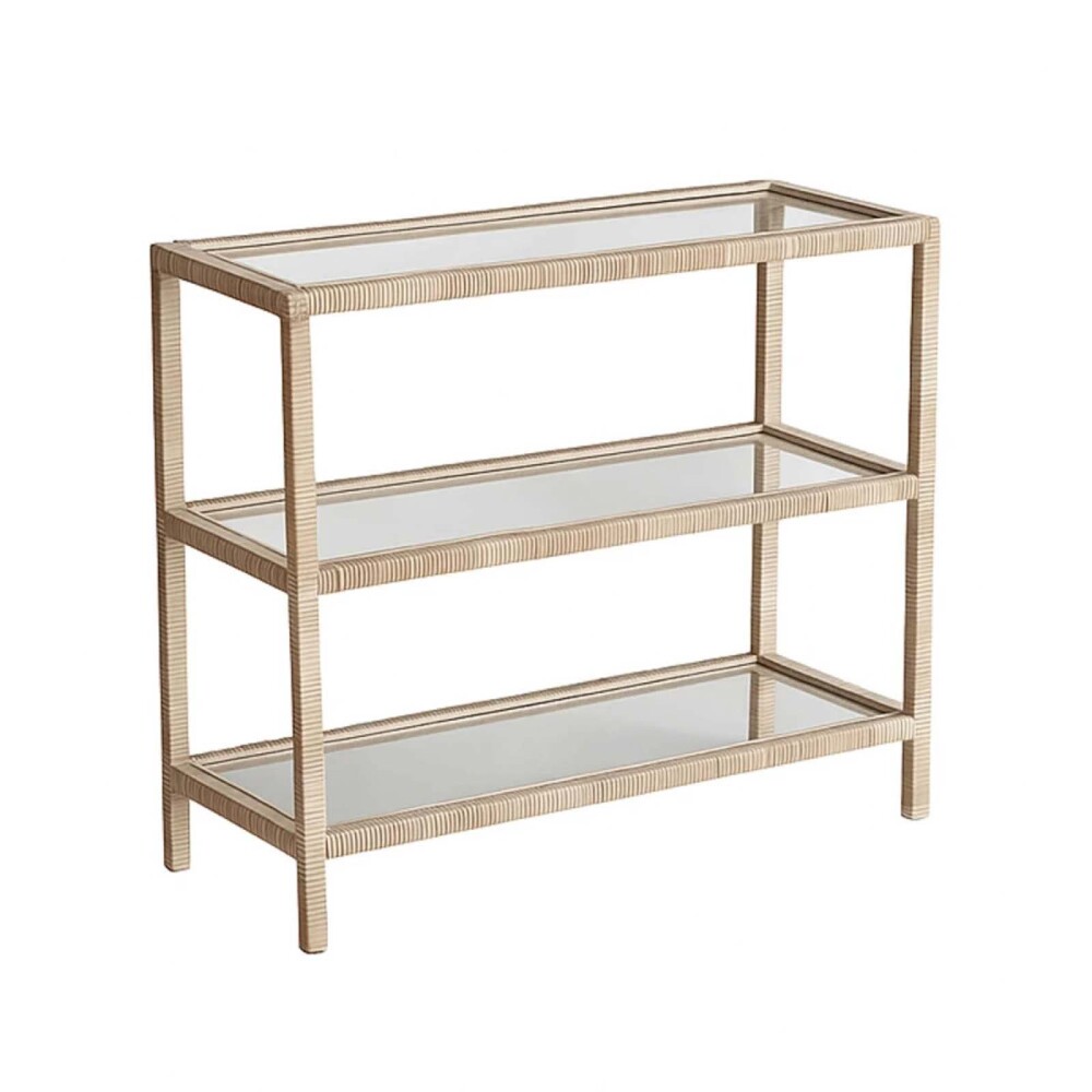 CONSOLA RATTAN-MADERA-Y-VIDRIO NATURAL-BEIGE VITTORIA NATURAL
