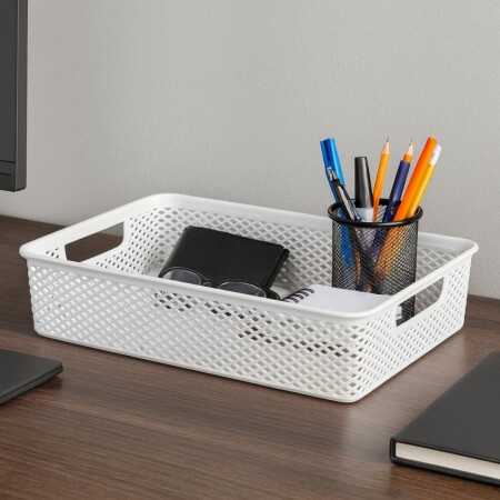 Canasto organizador linea Banco 39cm Blanco