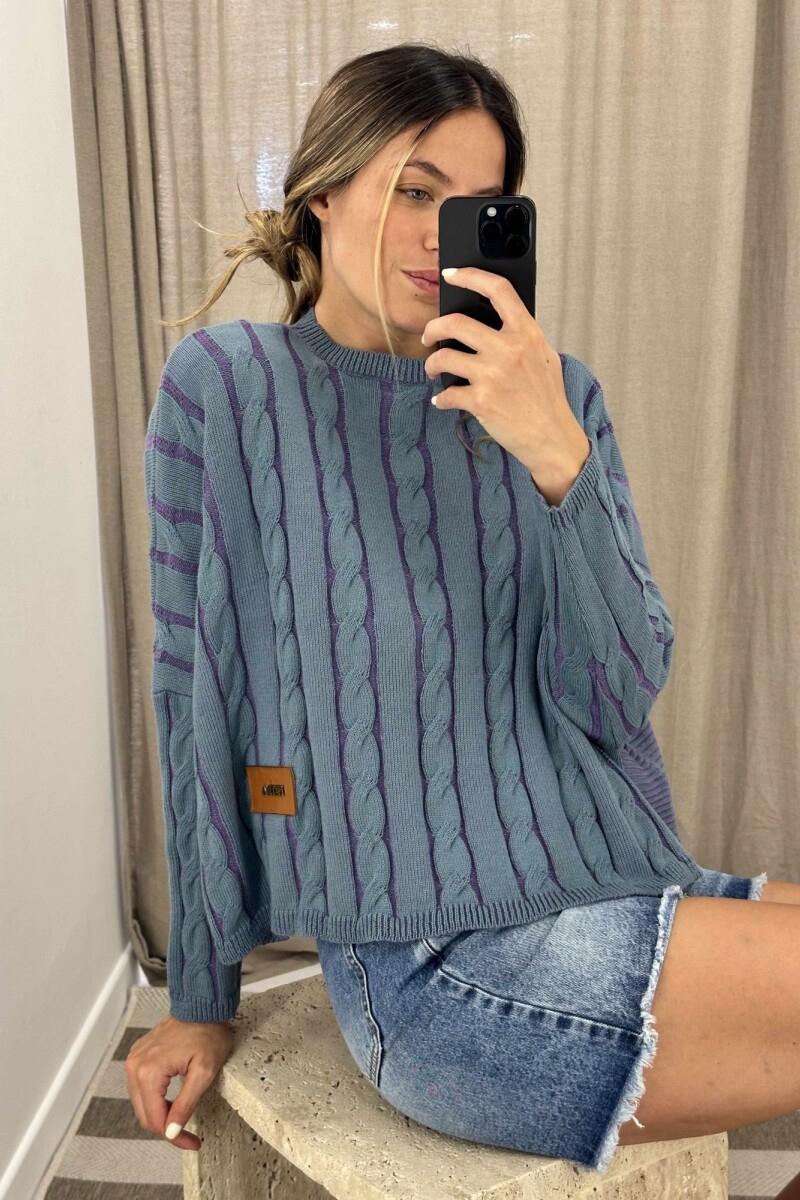 Sweater Oceano Crop Violeta/Petroleo
