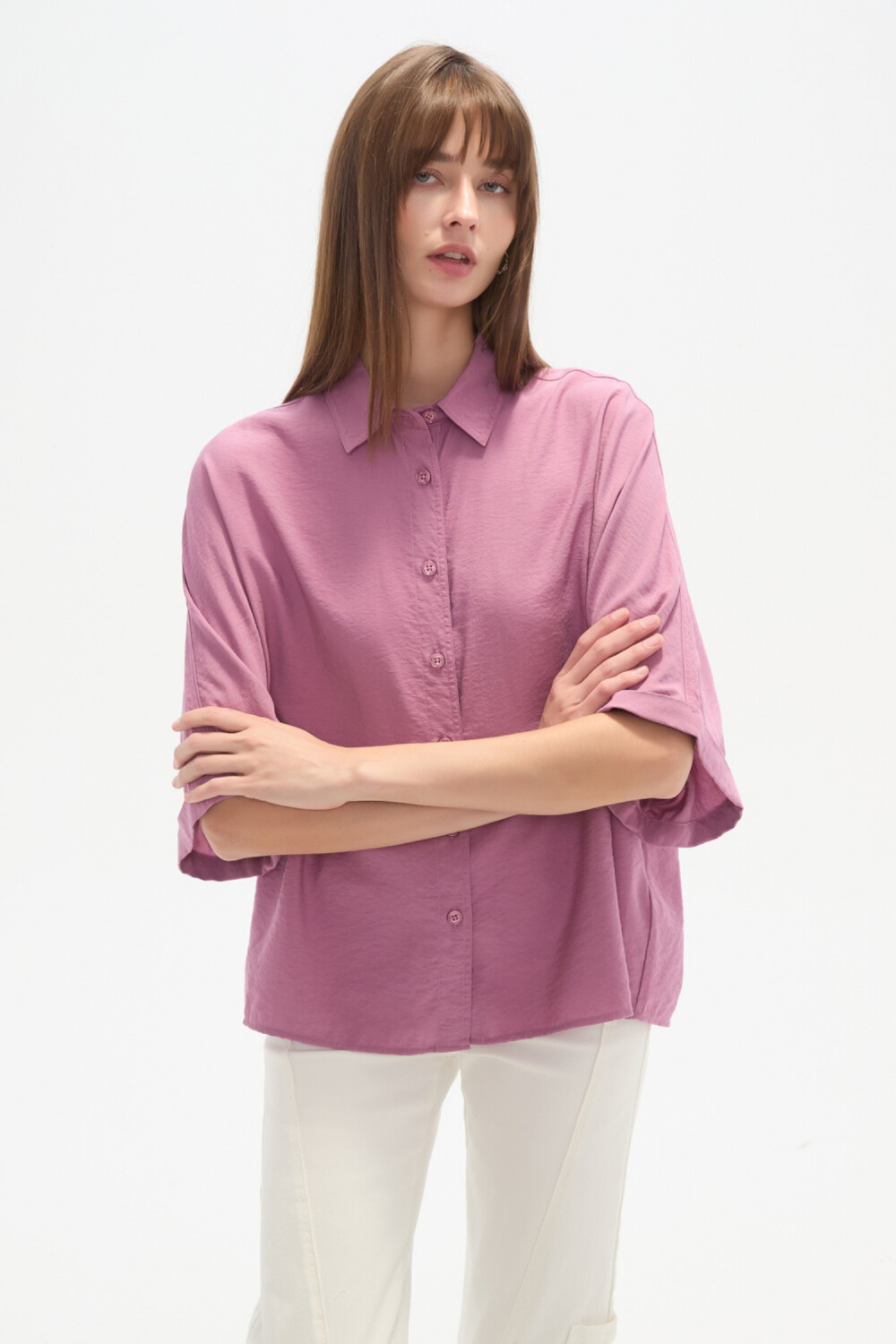Camisa Baharu Magenta Claro