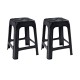 Set x2 Banqueta apilable de plástico resistente NEGRO