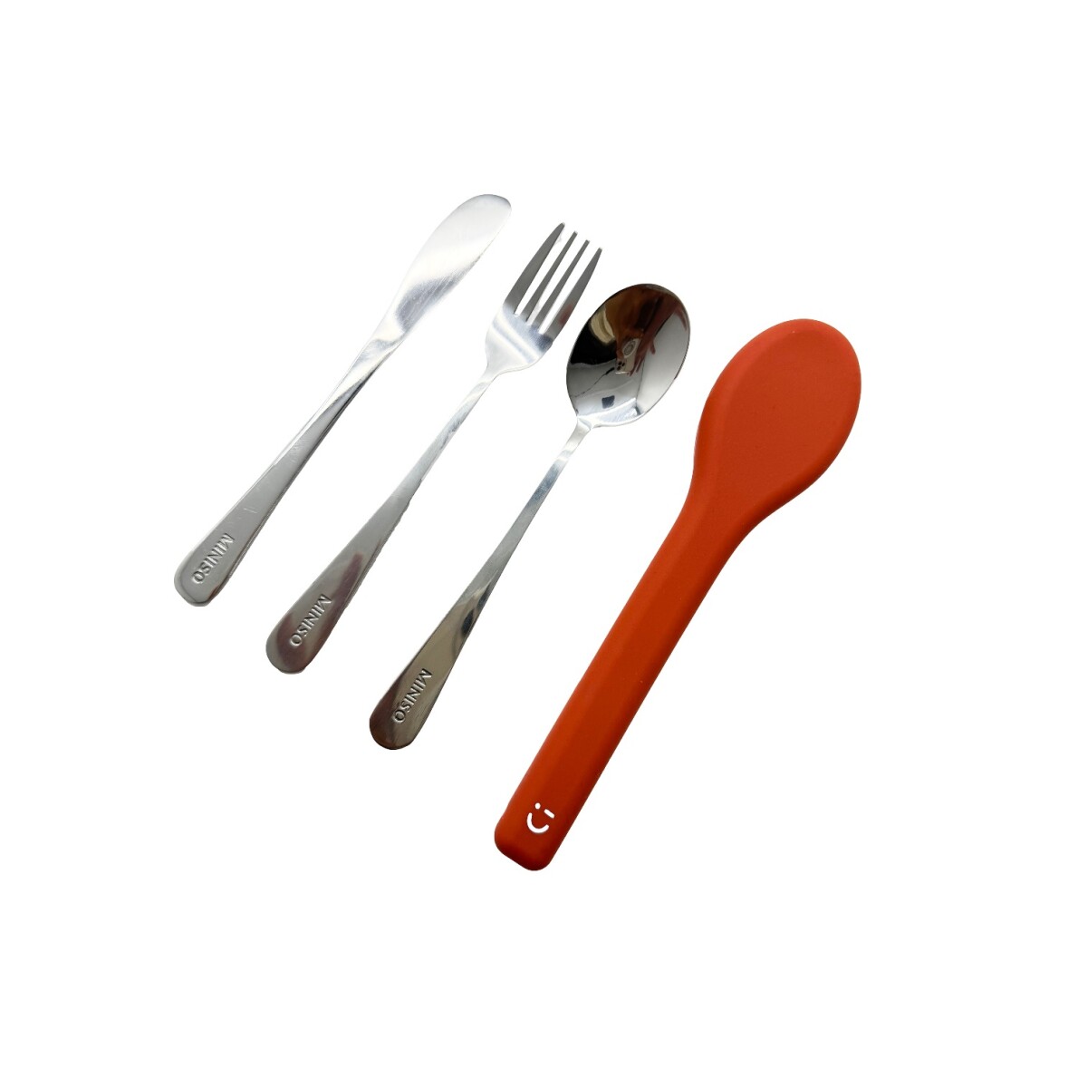 Cubiertos + estuche 3pcs - naranja 
