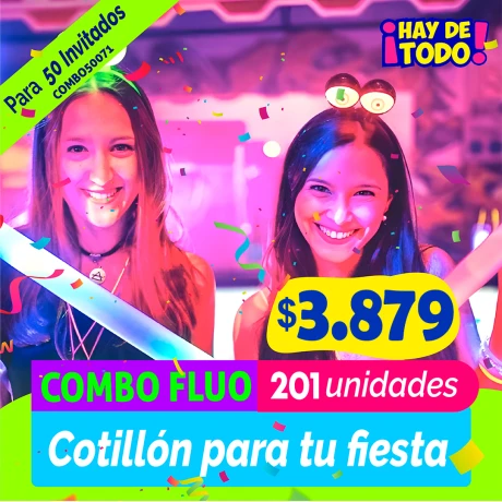 Combos Cotillon Fluo Luminoso 50 Invitados - 214 Articulos Combos Cotillon Fluo Luminoso 50 Invitados - 214 Articulos