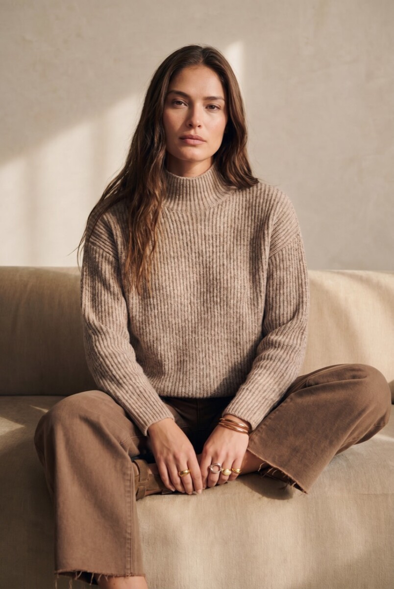Polera Texturada - Beige Melange 