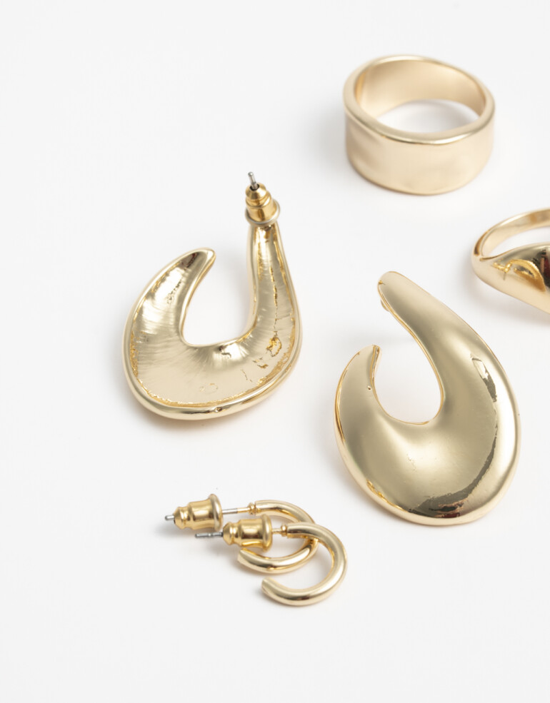 Bijouterie Set Metal Set De Aros - Dorado