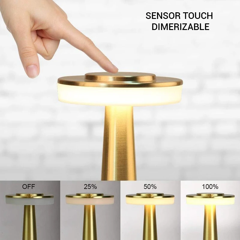 LUCERNA ΕΠΑΝΑΦΟΡΤΙΖΟΜΕΝΟ ΕΠΙΤΡΑΠΕΖΙΟ ΦΩΤΙΣΤΙΚΟ Lucerna Φορητό Επαναφορτιζόμενο Χρυσό Επιτραπέζιο Φωτιστικό