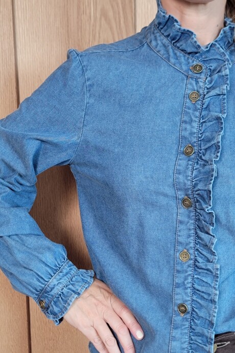 Camisa Franca Denim Azul