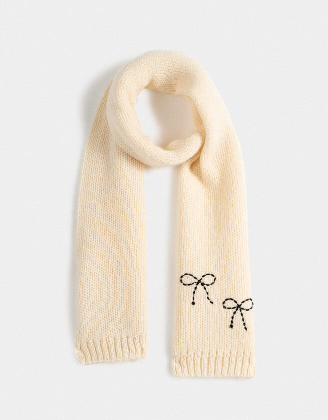 Bufandas y Chalinas Infantiles Bufanda Infantil Con Moñitos - Blanco Crudo
