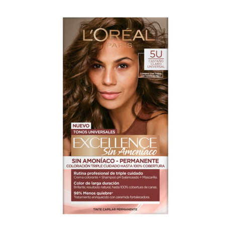 Tintura Para Cabello L'Oréal Paris Excellence Nudes No Amoniaco 5U Castaño Claro Universal Tintura Para Cabello L'Oréal Paris Excellence Nudes No Amoniaco 5U Castaño Claro Universal