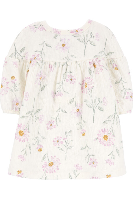Vestido de gasa, diseño floral Sin color