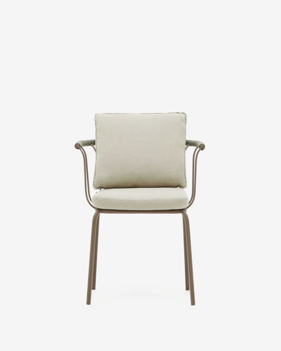 Silla apilable Salguer de cuerda y acero con acabado pintado marrón Silla apilable Salguer de cuerda y acero con acabado pintado marrón