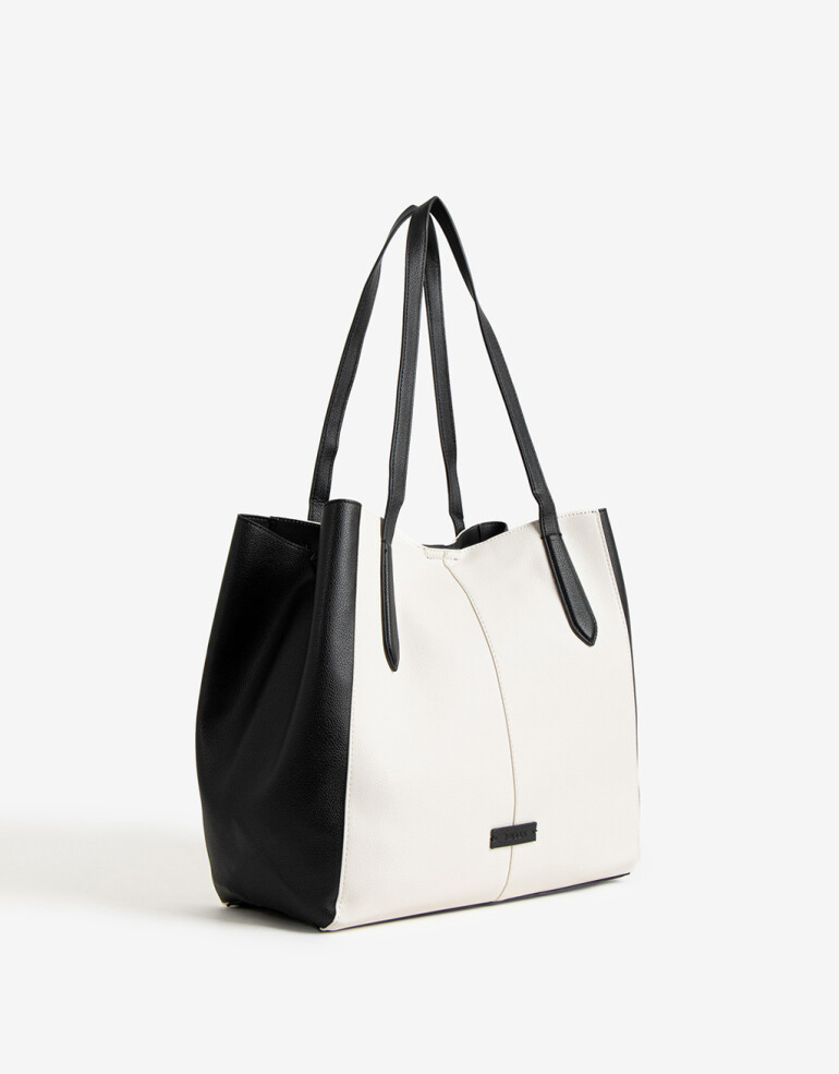 Shopper Shopper Con Doble Asa Corta De Hombro - Combinacion Bicolor