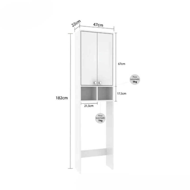 Mueble para baño sobre inodoro con 2 Puertas y 2 estantes Blanco