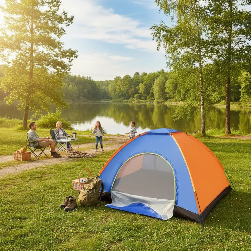 Carpa Iglú De Camping Para 3 Personas AZUL Y NARANJA