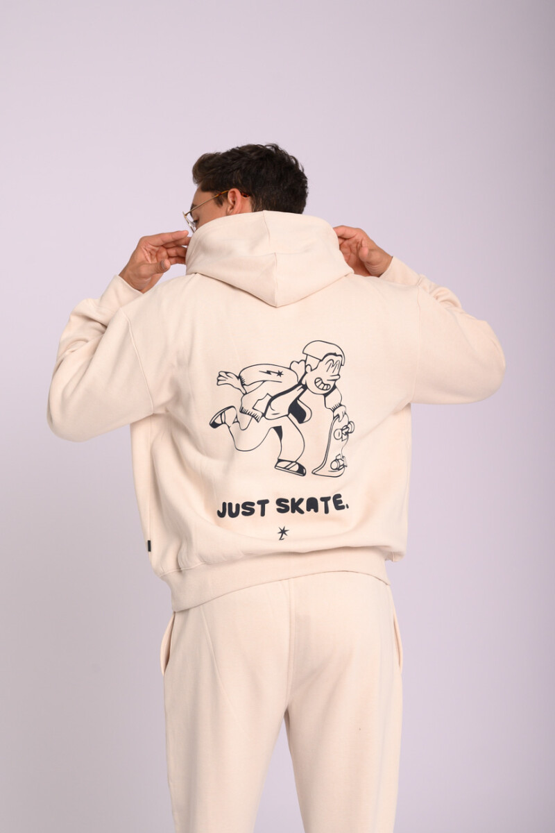 Canguro felpa oversize estampado Beige