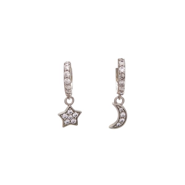 Caravanas Aros con dije-Plata 925-Piedra Zirconia-CA3078 conpiedra