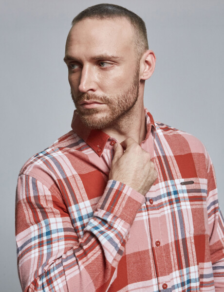 Camisa m/l franela terracota