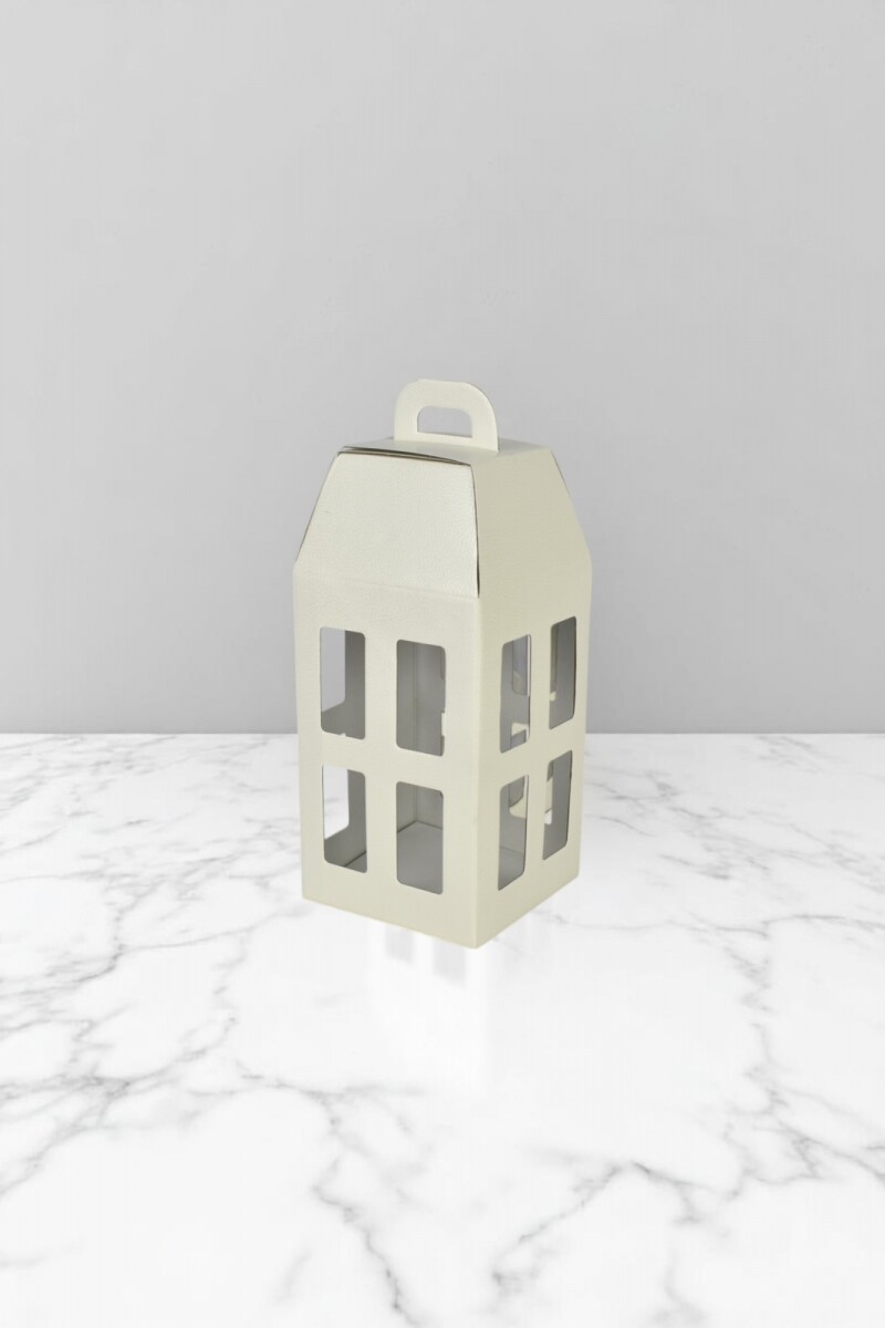 Caja linterna 18x18x39,5 cm. - PELLE BIANCO 