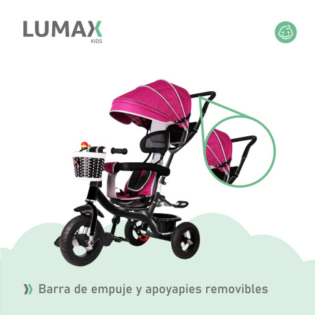 Coche Triciclo a Pedal C/Guía y Capota giratorio 360 Rojo