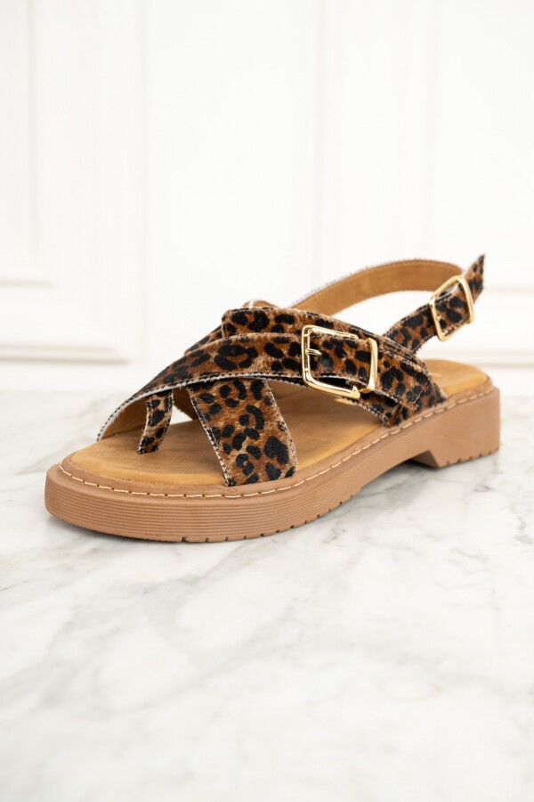 Sandalia Animal Print Marron