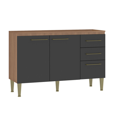 Bajo Mesada Malu Con Tapa 3 Puertas y 2 Cajones con Guías Metálicas - Manchester / Grafito Bajo Mesada Malu Con Tapa 3 Puertas y 2 Cajones con Guías Metálicas - Manchester / Grafito