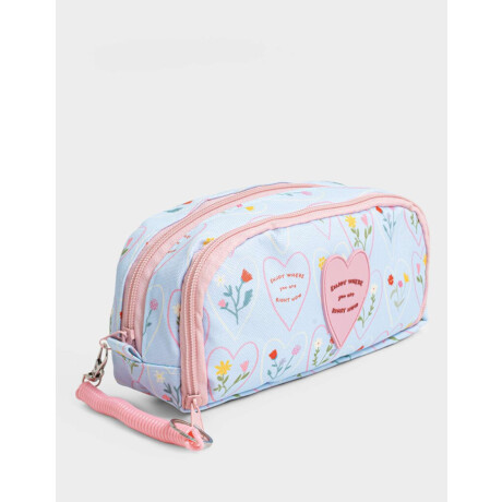 Cartuchera Estampada Con 2 Divisiones Azul Celeste