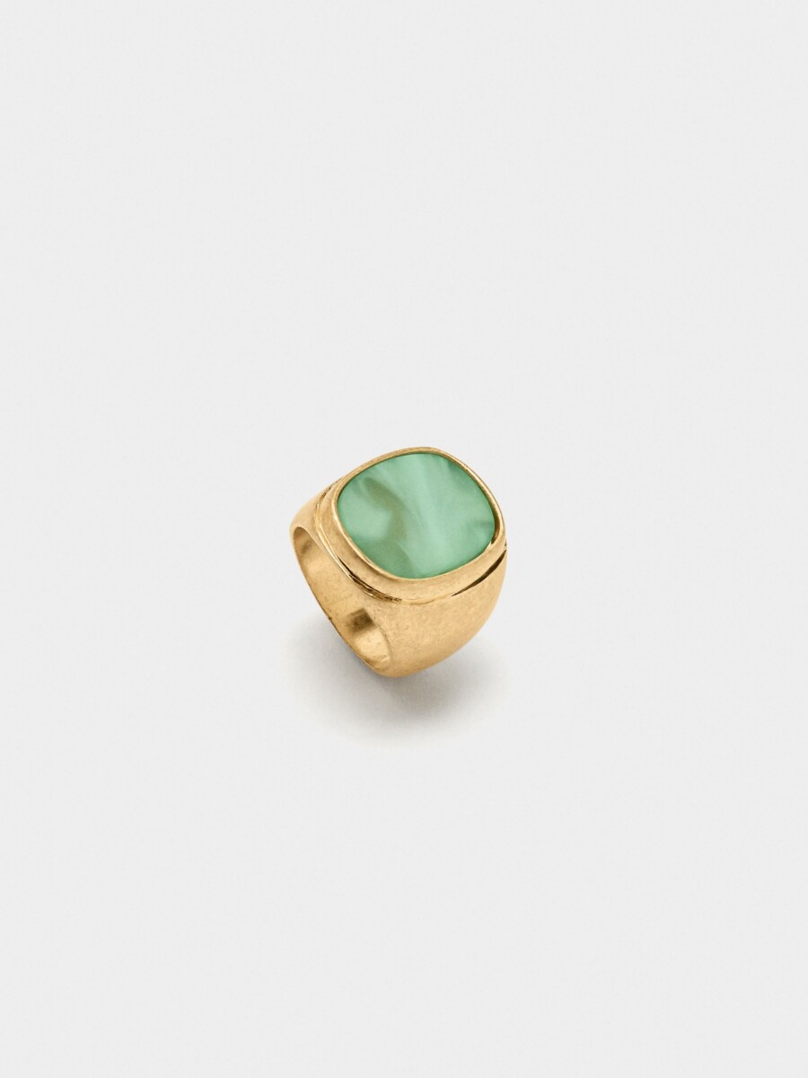 Anillo Cuadrado Efecto Piedra verde