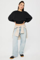 Polera Year Round Terry Crew Neck Sweatshirt Mujer Black