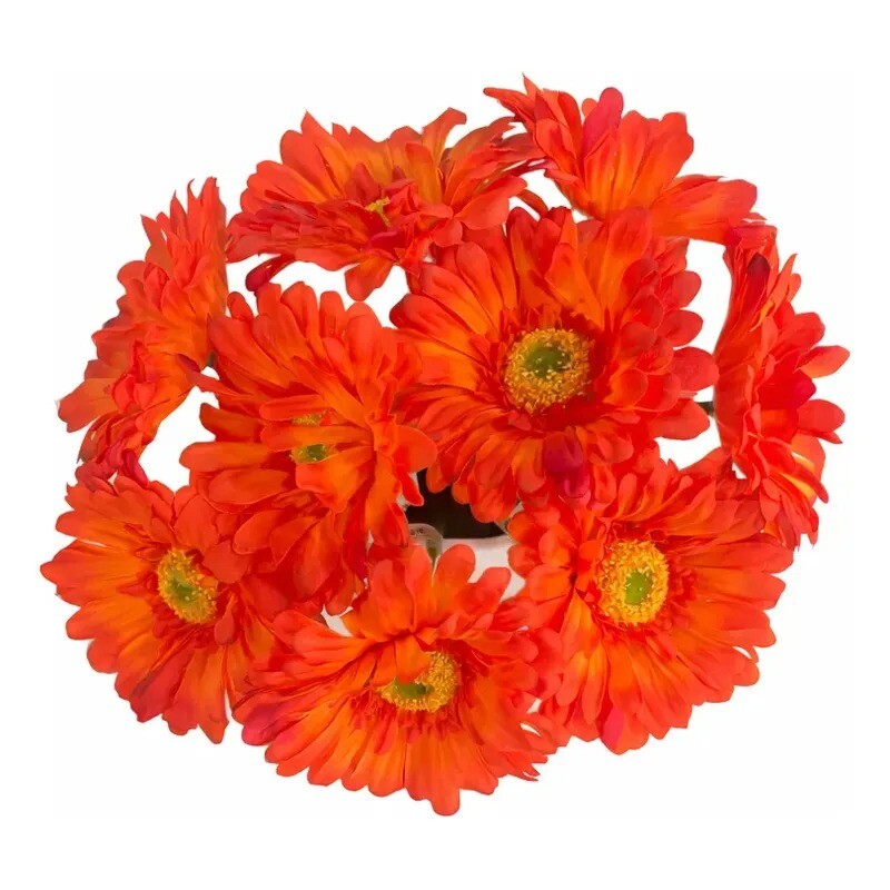 Flor Artificial Gerbera naranja tallo corto Flor Artificial Gerbera naranja tallo corto