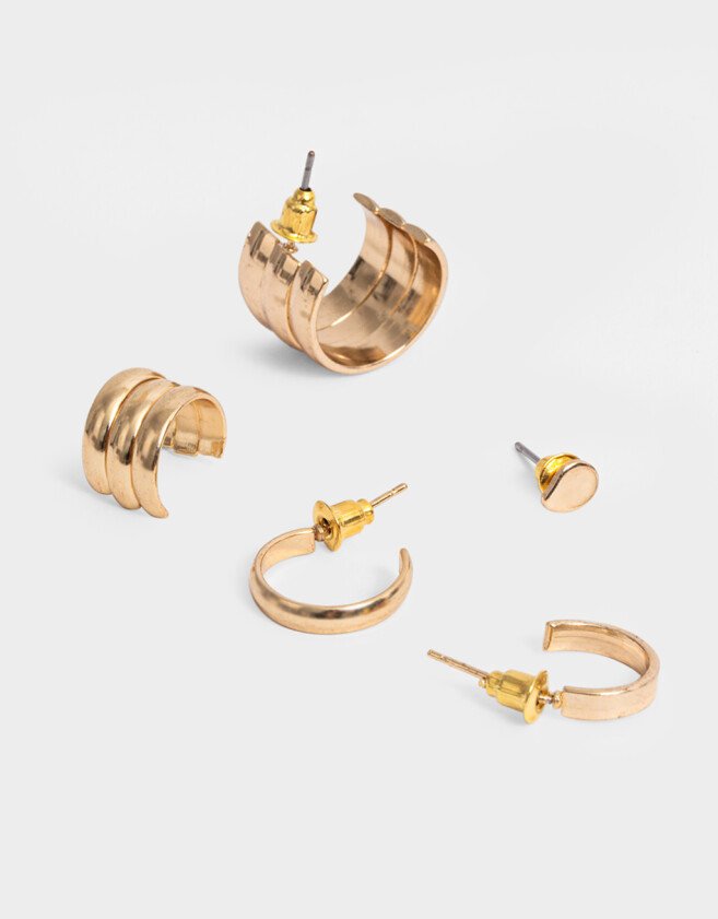 Bijou Cuff De metal Set De Aros Combinados - Dorado