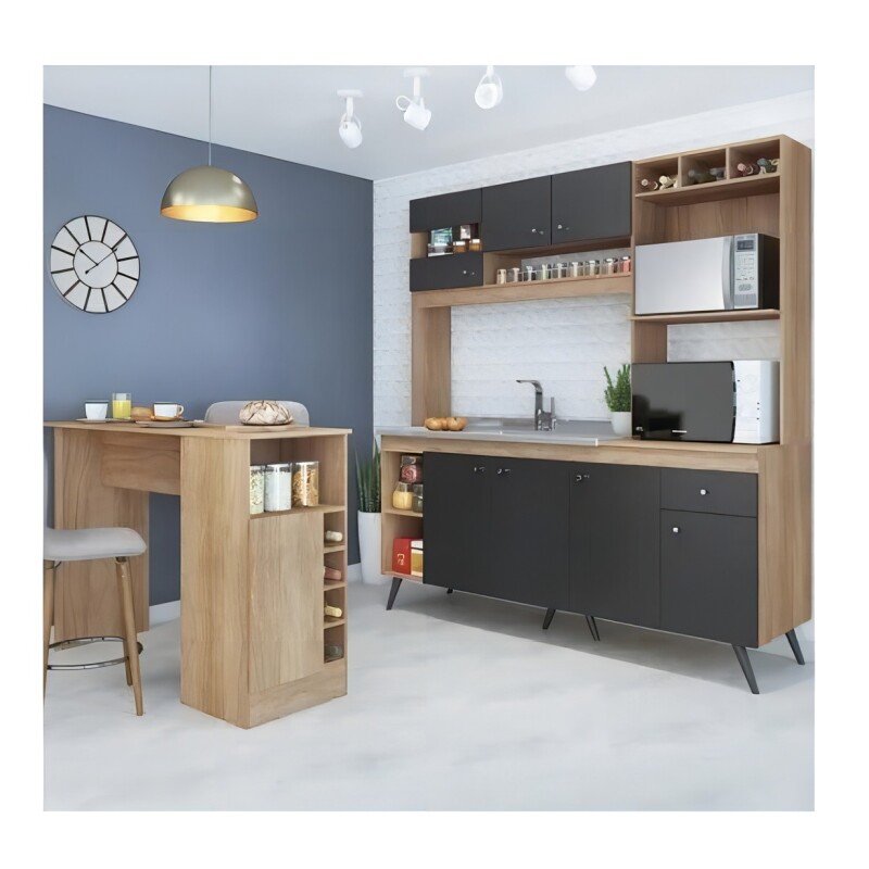Mueble De Cocina Compacta Moderno Minimal - La Tentación Color Gris Oscuro Mueble De Cocina Compacta Moderno Minimal - La Tentación Color Gris Oscuro