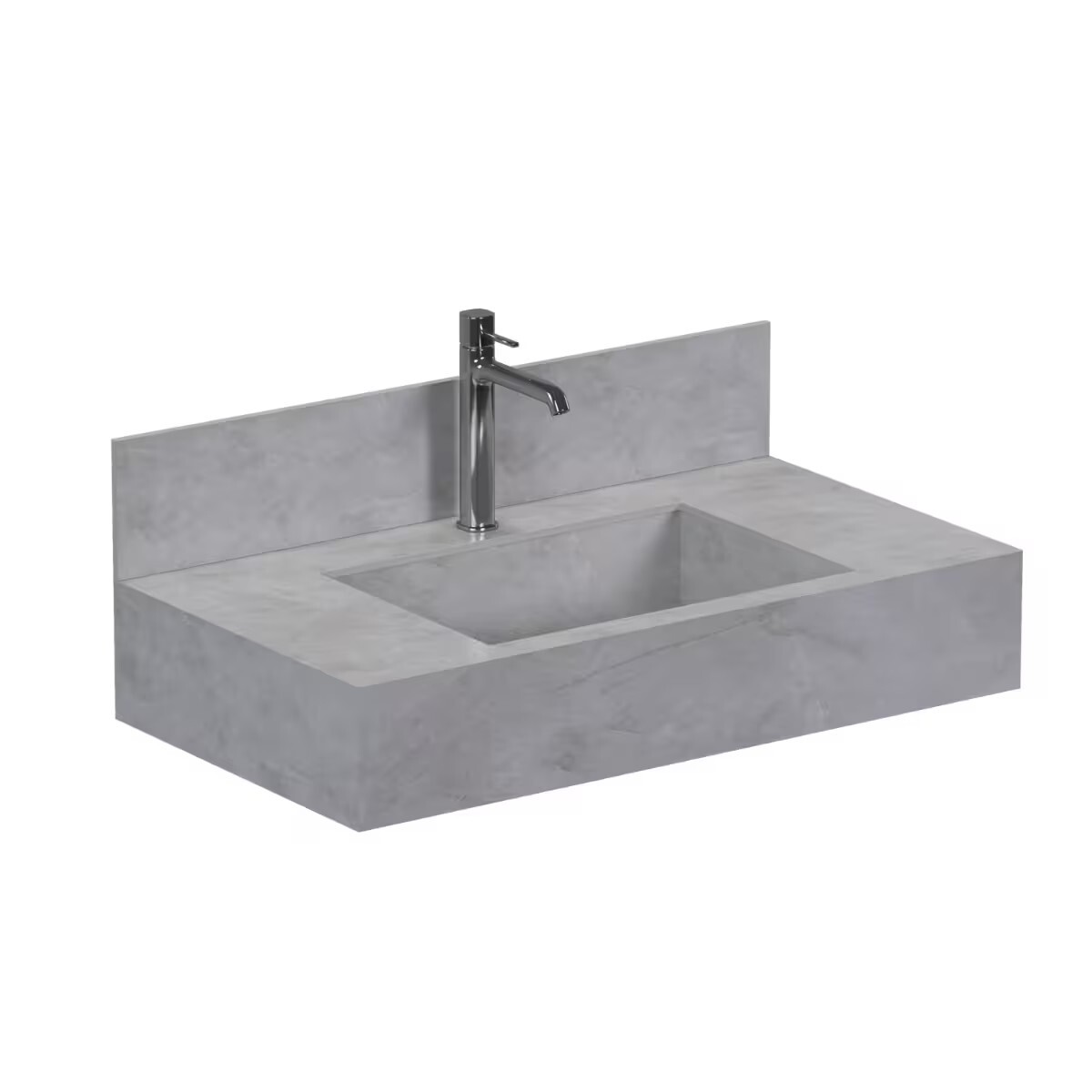 Mueble De Baño Suspendido De Porcelanato Pulpis Napoles 80 Cm Con Bacha Incorporada 