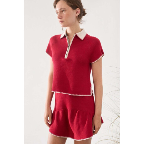 Top Zip Knit Rojo