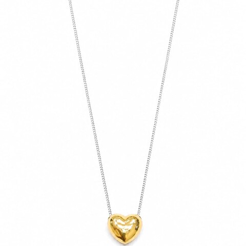 Conjunto cadena con colgante corazón plata y oro Conjunto cadena con colgante corazón plata y oro