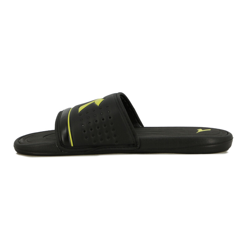 Diadora Isola Ojota Tira Ancha Con Logo - Negro/amarillo Negro-amarillo