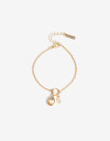 Pulseras Flexibles Strass Pulsera Con Charm Acrílico Y Strass - Dorado