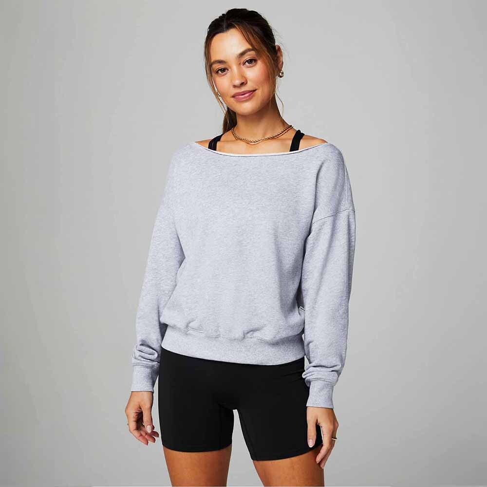 Polera Year Round Terry Off Shoulder Sweatshirt Mujer Classic Grey Heather