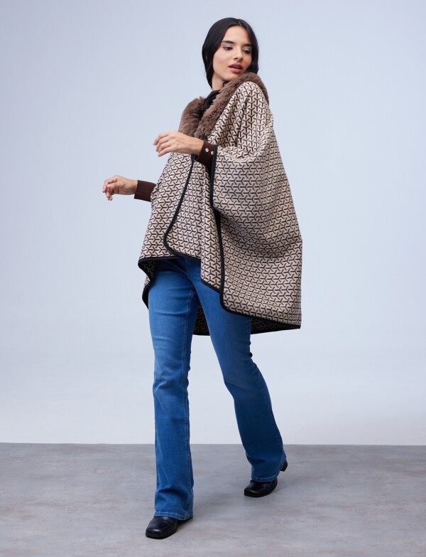 Ruana Faux Fur MARRON/MULTI