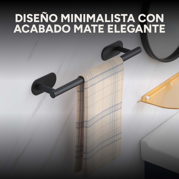 Juego De Accesorio P/ Baño Ducha Set 4 Piezas Autoadhesivo Color Variante Negro