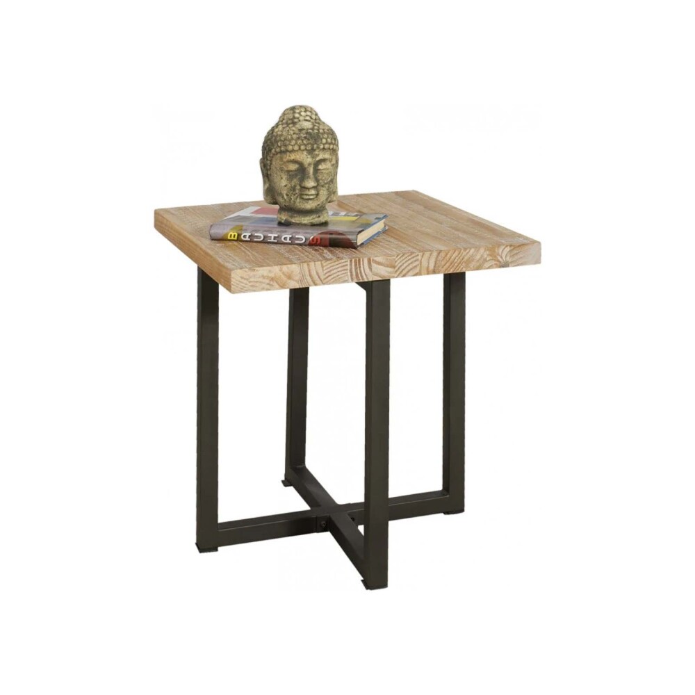 MESA DE LIVING LATERAL - ARRIME MADERA-Y-METAL NATURAL-BEIGE MADISON NATURAL