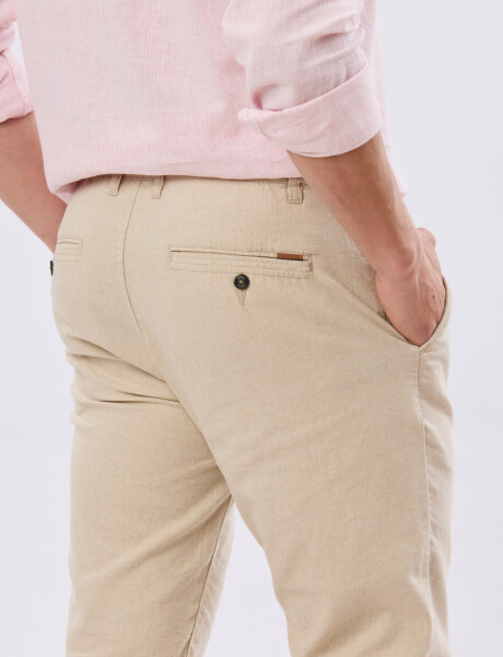 PANTALÓN DE LINO CON CINTURA ELASTIZADA Beige