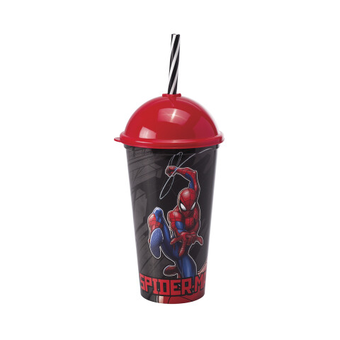 Vaso Plástico Milk Shake con Pajita 500 ml Spiderman