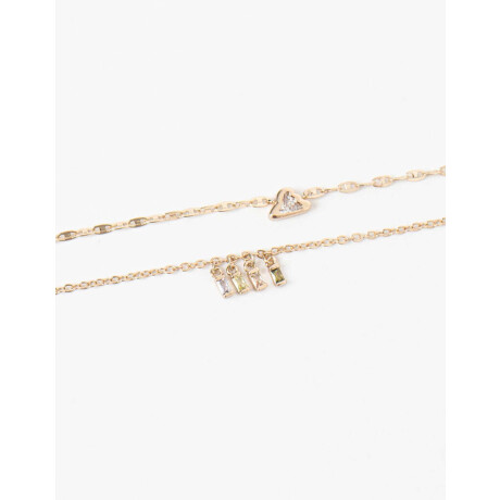 Set De Pulseras Flexibles Con Cubic Zirconia Dorado