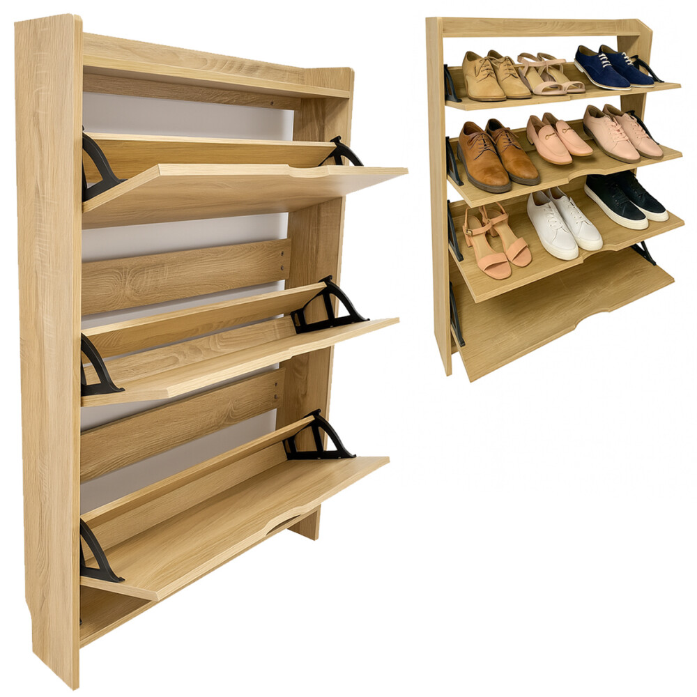 Zapatero Organizador Vertical De 3 Estantes madera clara