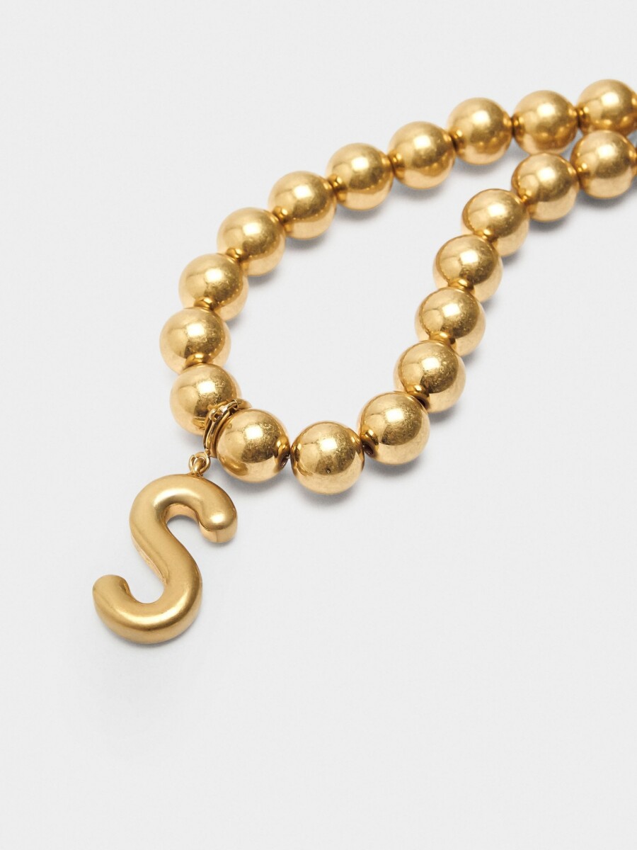 Collar Corto De Cuentas dorado