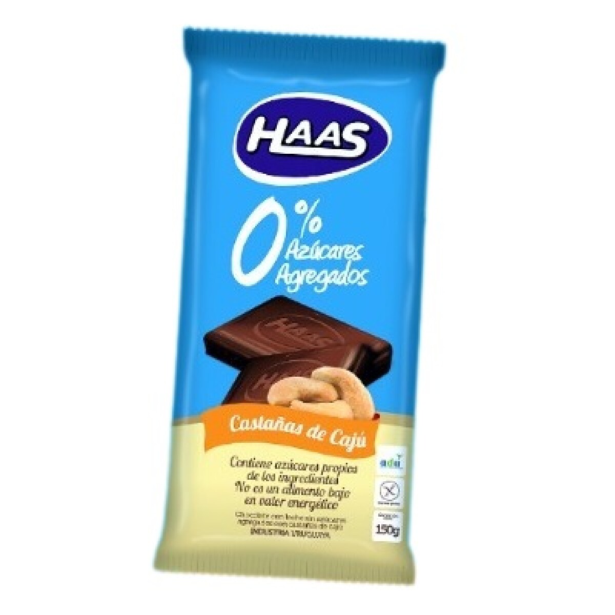 Chocolate Haas Con Castañas De Cajú 0% Azucar 150 Grs. 