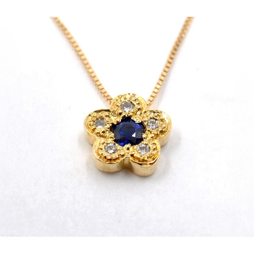 Dije en Oro 18 K, Brillantes Y Zafiros, Con Cadena Dije en Oro 18 K, Brillantes Y Zafiros, Con Cadena